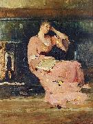 Vaclav Brozik A Seated Lady oil